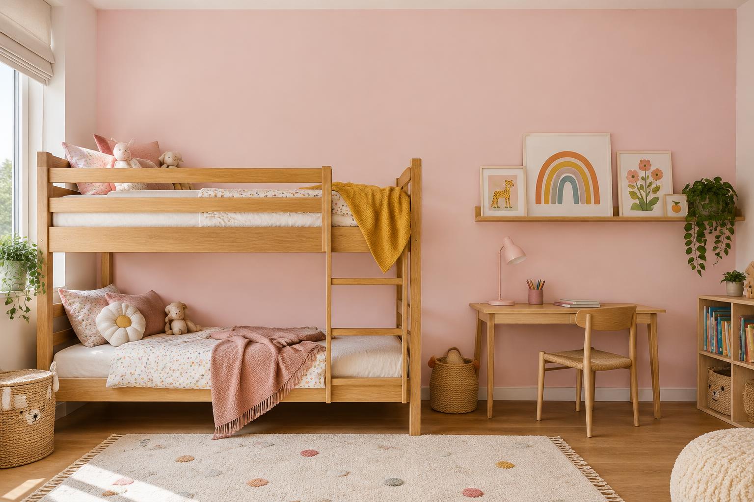 Kids' bedroom painted in Gush Okey Dokey PI008A, showing the shade in natural Singapore daylight