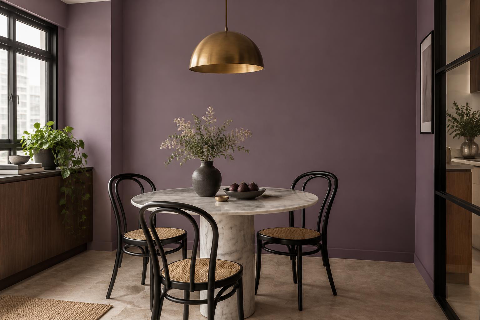 HDB dining nook painted in Gush Astral PU022C, showing the shade in natural Singapore daylight