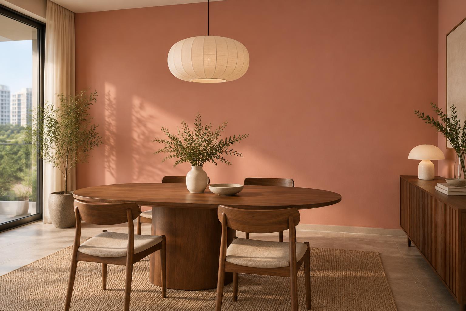 Condo dining alcove painted in Gush Date Night RE000B, showing the shade in natural Singapore daylight