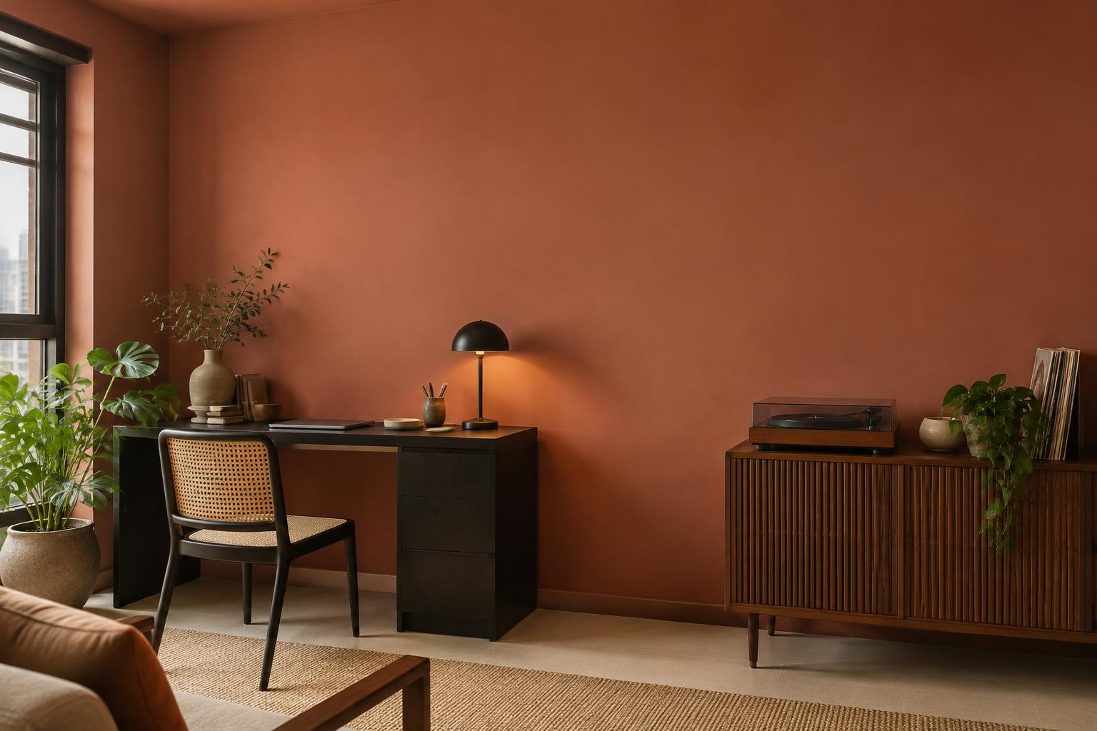 HDB music room painted in Gush Organic RE002C, showing the shade in natural Singapore daylight