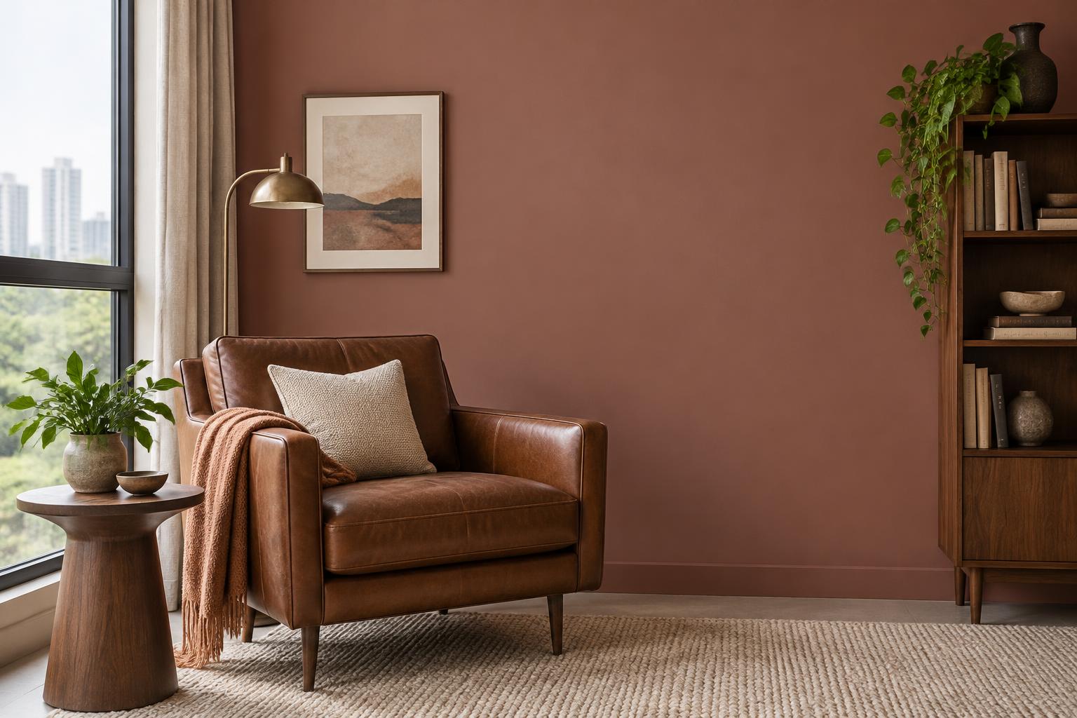 Cosy reading den painted in Gush Monarch RE011C, showing the shade in natural Singapore daylight