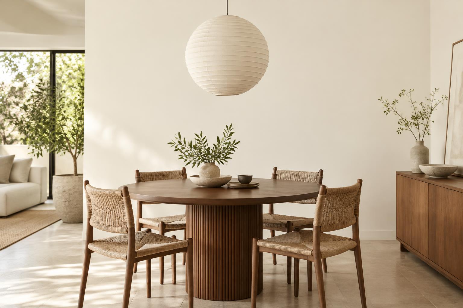 Casual dining room painted in Gush Sans WH014A, showing the shade in natural Singapore daylight
