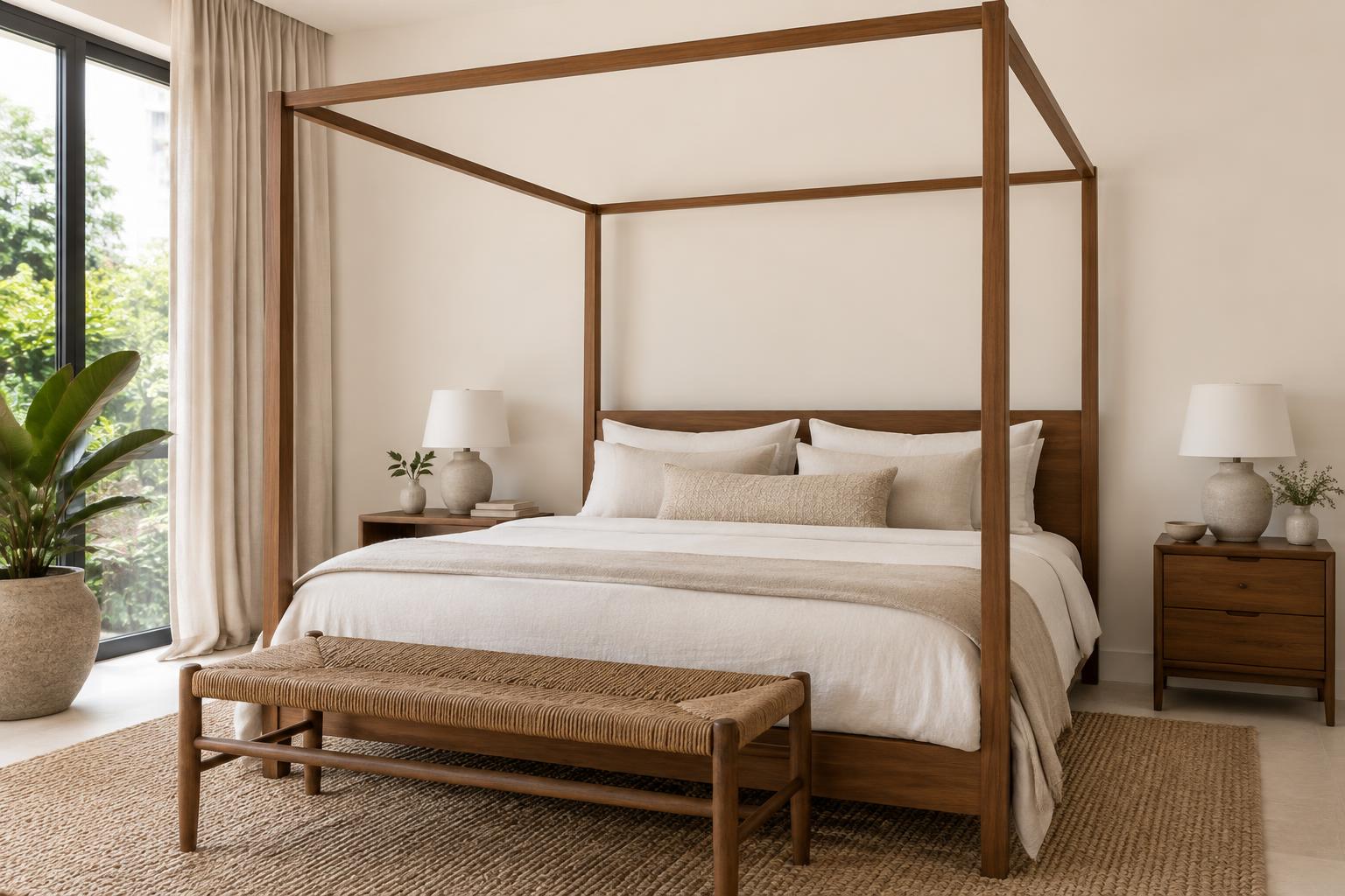 Guest bedroom painted in Gush Wilsonnn WH024A, showing the shade in natural Singapore daylight
