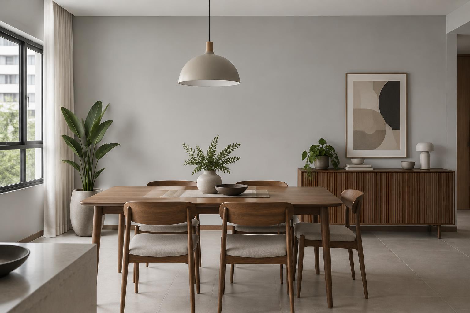 HDB dining room painted in Gush Swish & Flick XR002B, showing the shade in natural Singapore daylight