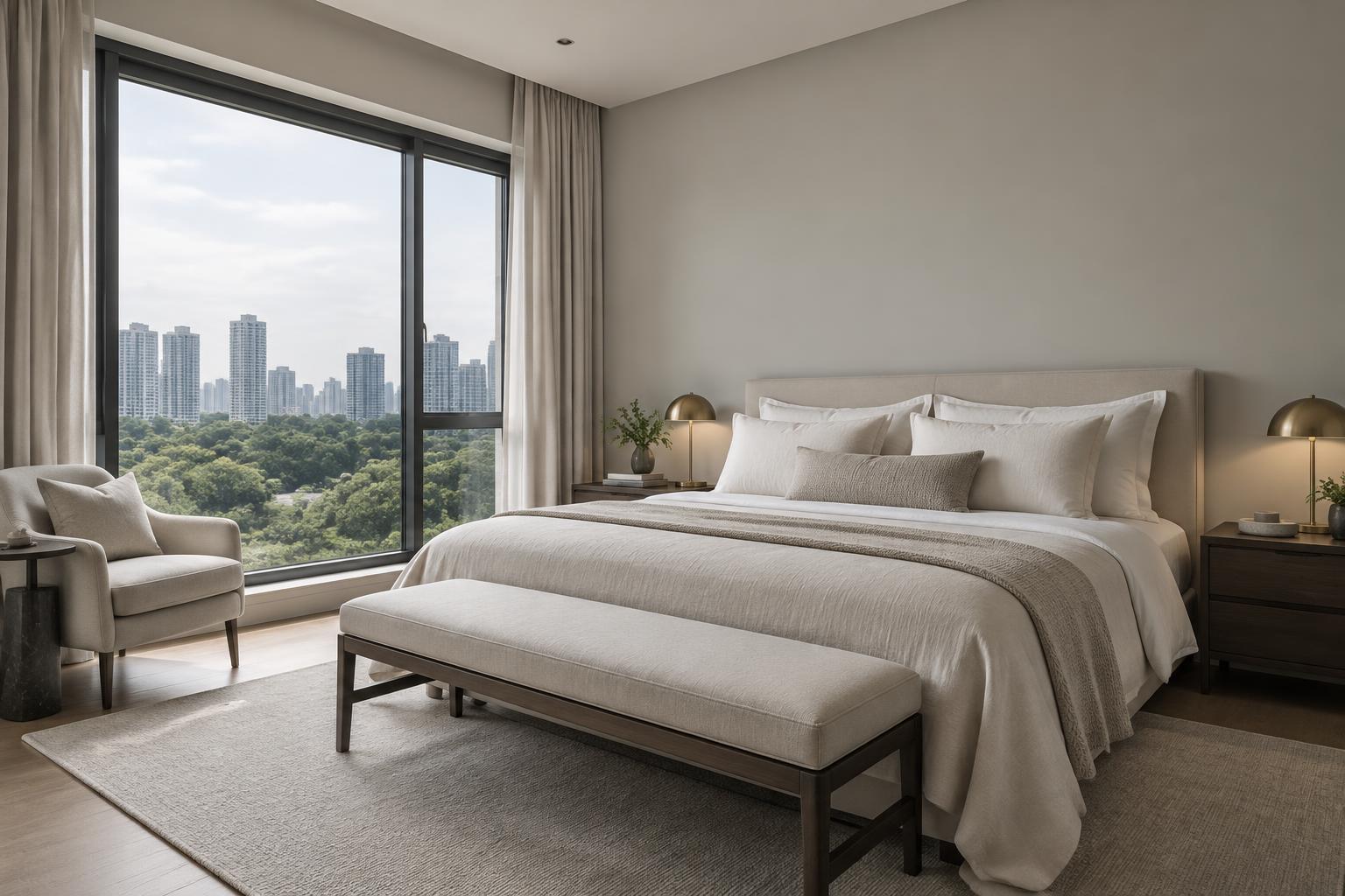 Condo bedroom painted in Gush Window Gazing XR005A, showing the shade in natural Singapore daylight