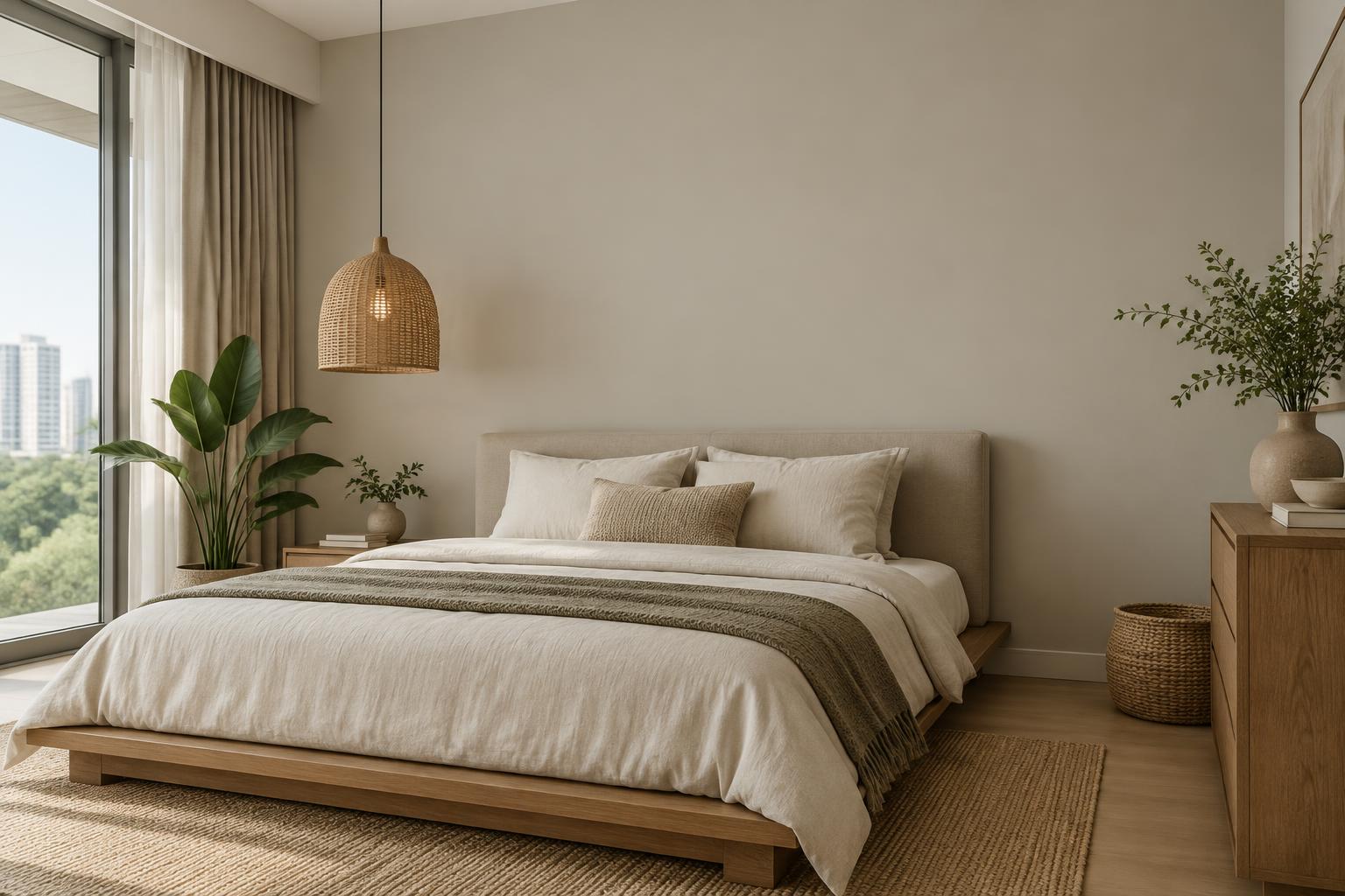 Condo bedroom painted in Gush Openness XR008A, showing the shade in natural Singapore daylight