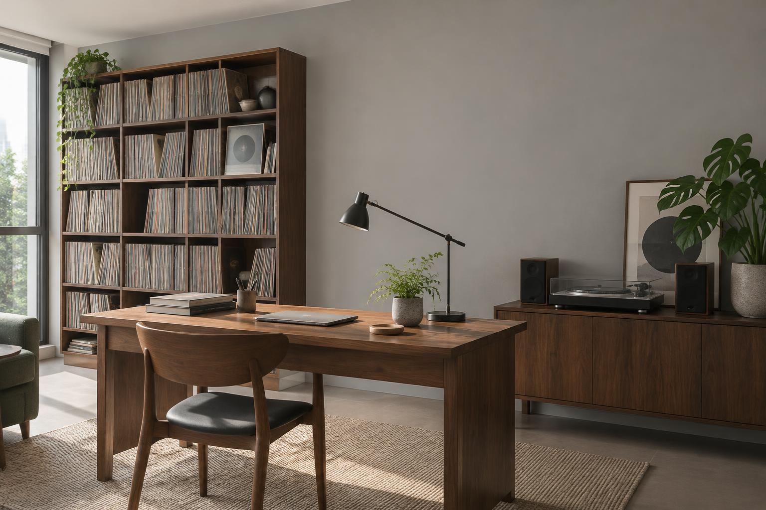 Home study painted in Gush Vinyl Crate XR011B, showing the shade in natural Singapore daylight