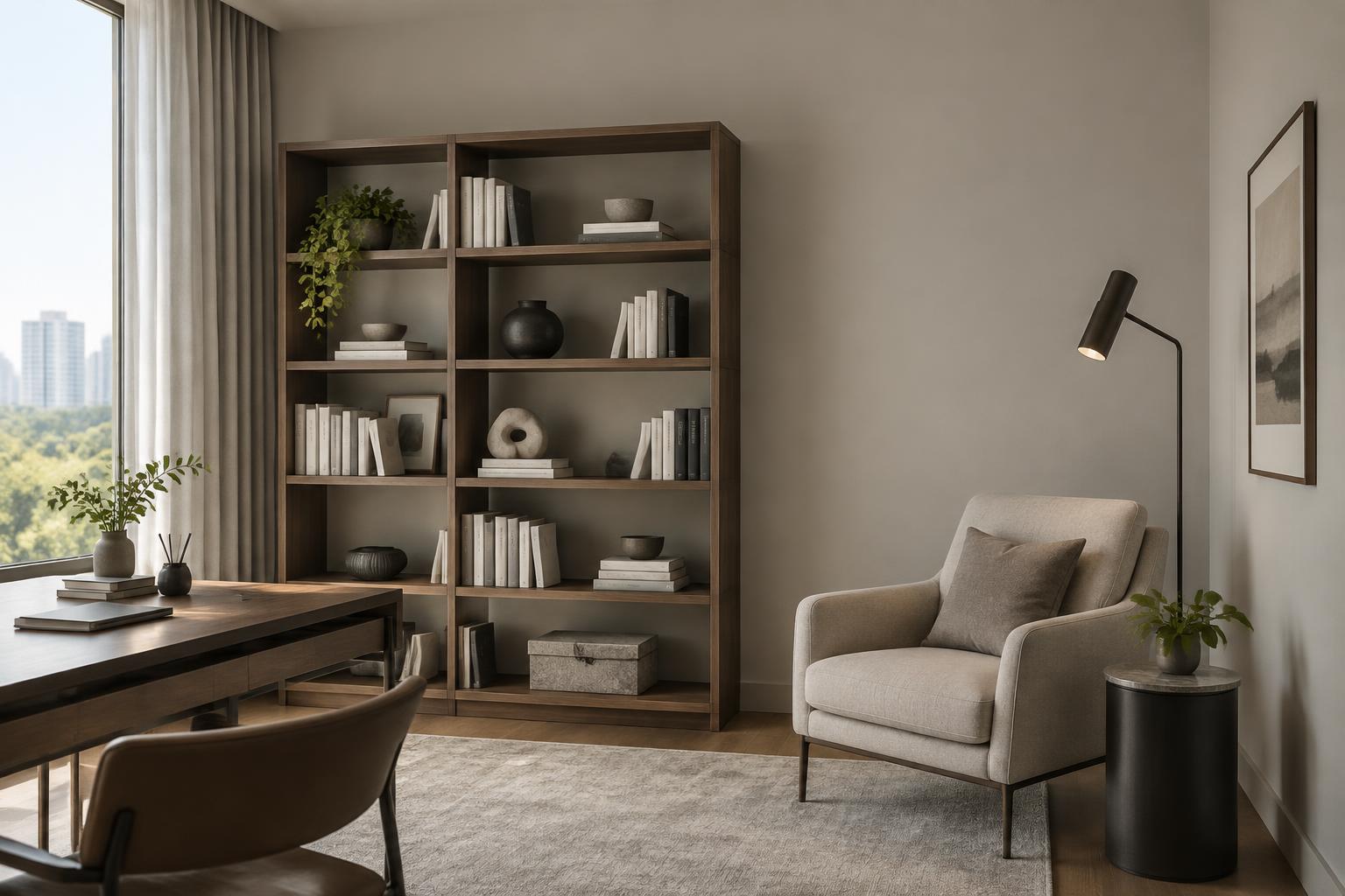 Home study painted in Gush First Lady XR012B, showing the shade in natural Singapore daylight