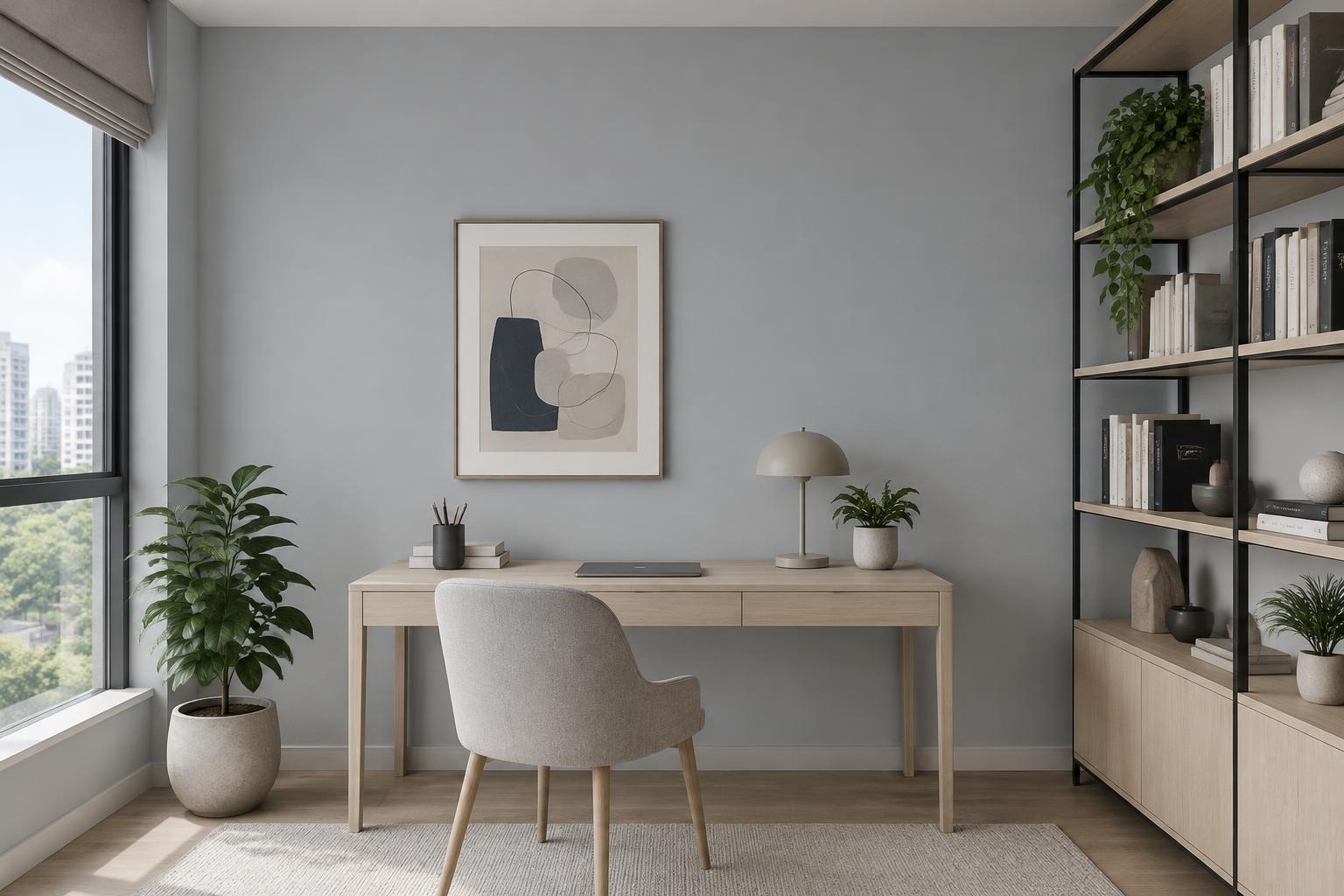 Home study painted in Gush Starlings XR024A, showing the shade in natural Singapore daylight