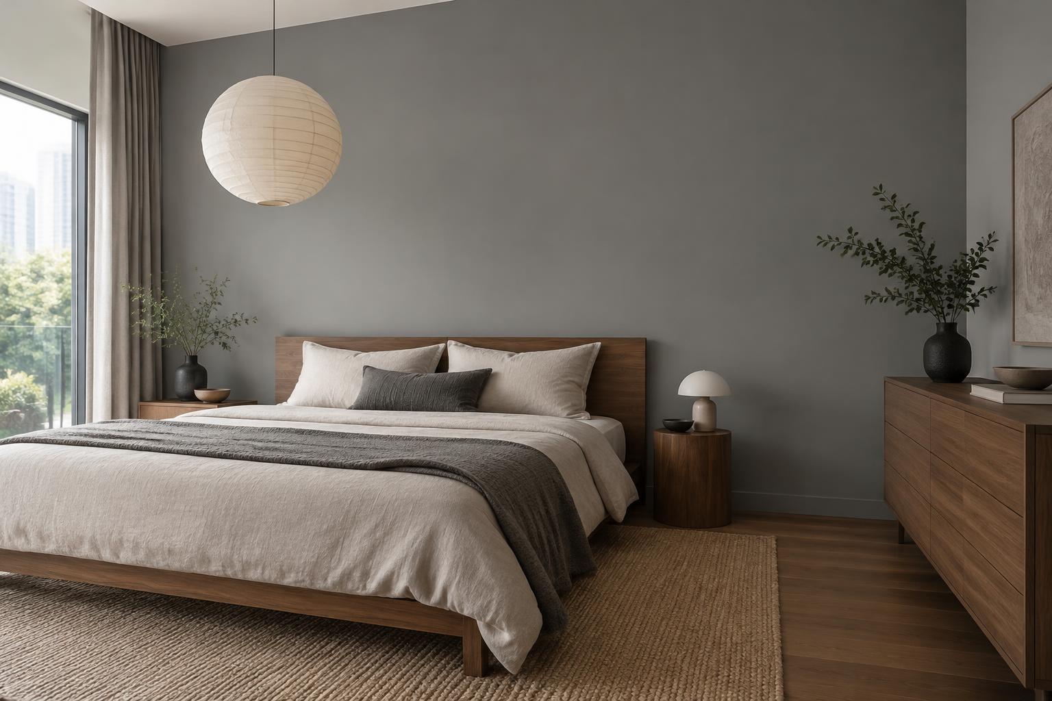 Condo bedroom painted in Gush Orbit XR027C, showing the shade in natural Singapore daylight