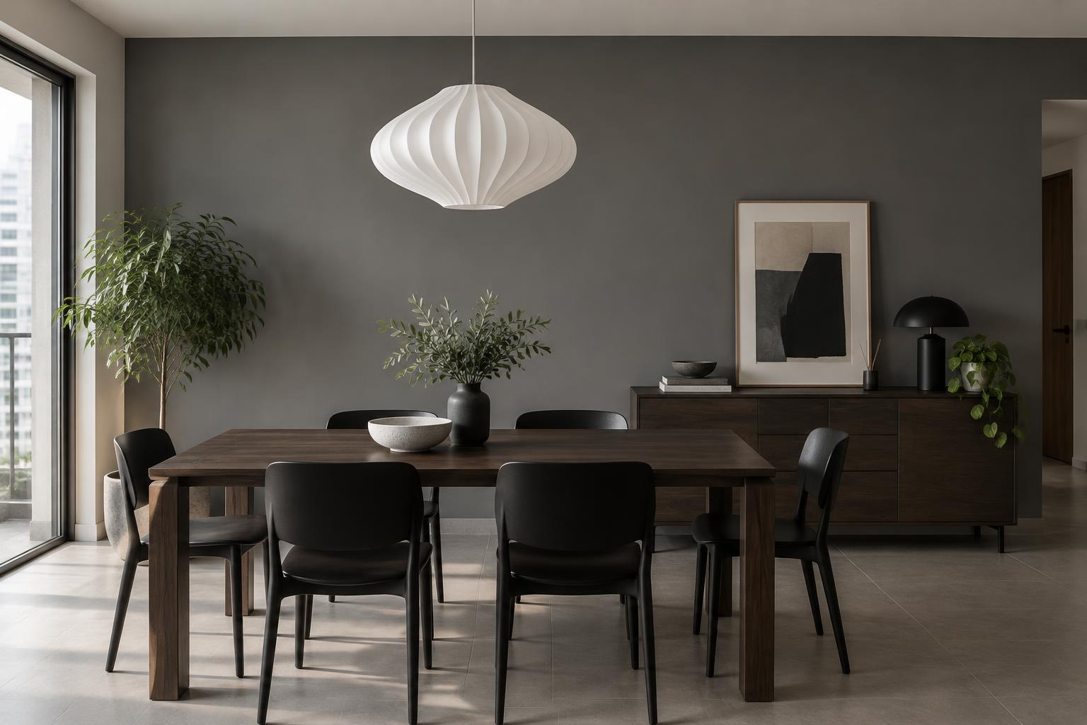 HDB dining room painted in Gush Slate XR028C, showing the shade in natural Singapore daylight